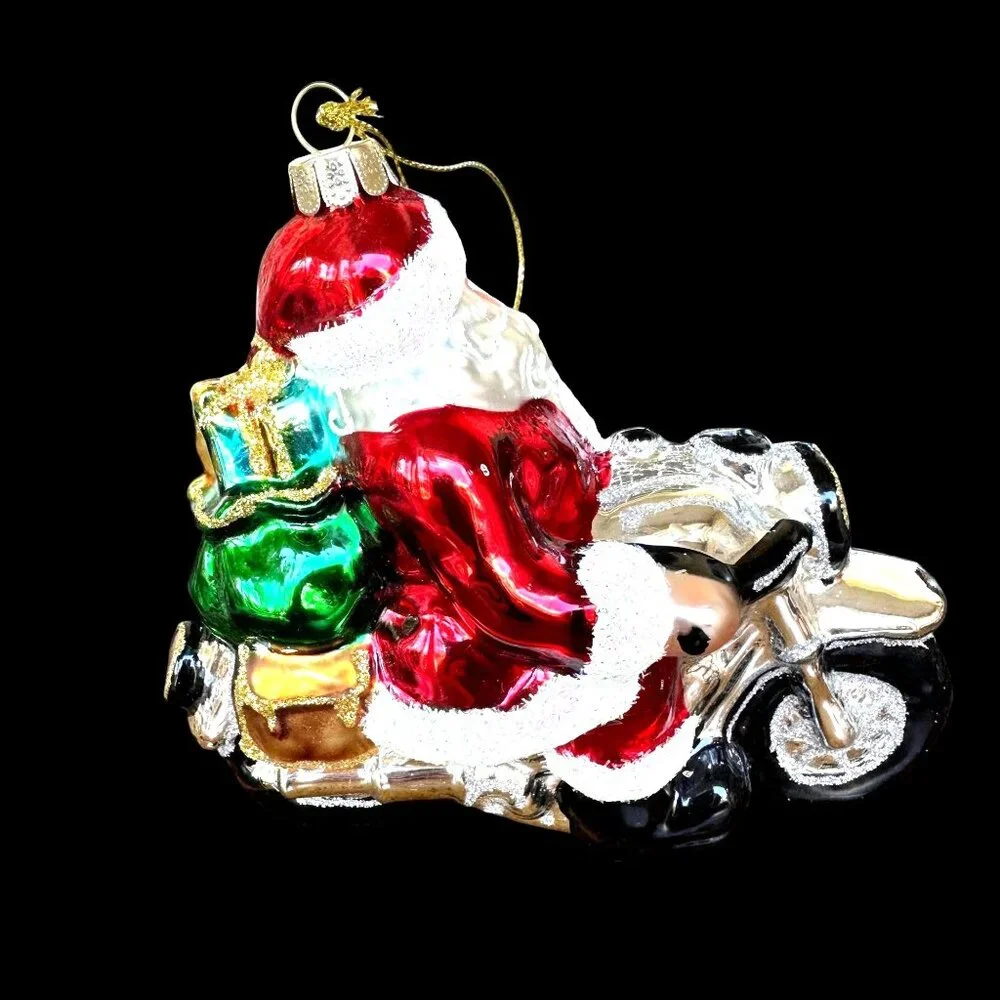 Santa Claus Motorcycle Christmas Ornament New Sleigh Toys North Pole Bike READ